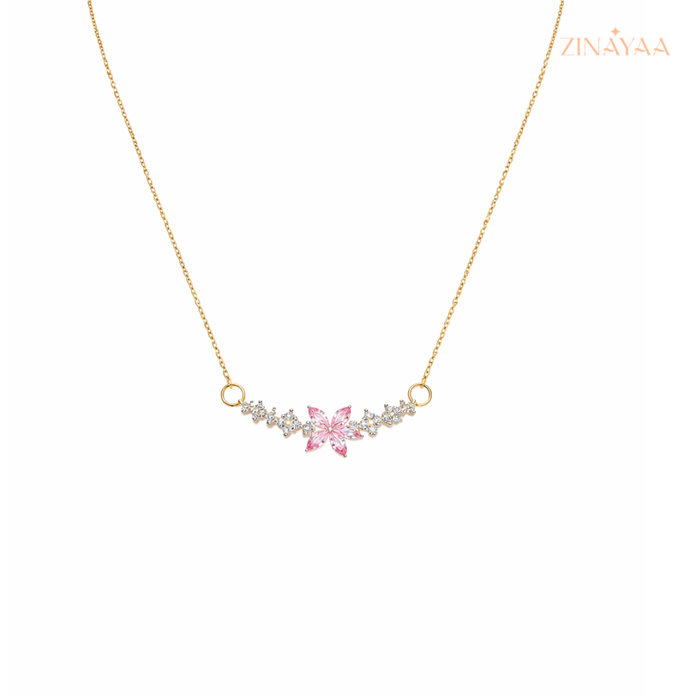 925 Sterling Silver Pink Blossom Necklace
