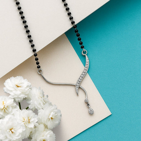 92.5 Sterling Silver Minimal Mangalsutra Necklace