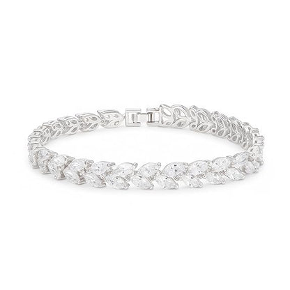 925 Sterling Silver Adjustable Leaf Tennis Bracelet