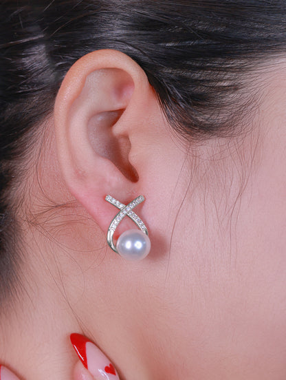 92.5 Sterling Silver Studded Pearl Earrings