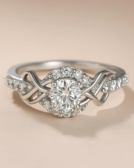 92.5 Sterling Silver Adjustable Love Root Solitaire Ring