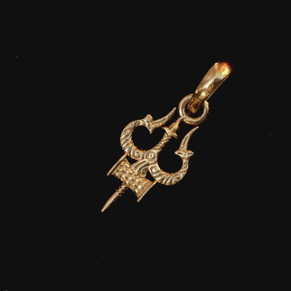 92.5 Sterling Silver Shiva Trishul Pendant for Men & Women (Golden)