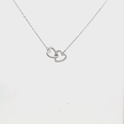92.5 Sterling Silver Interlock Heart Pendant Necklace