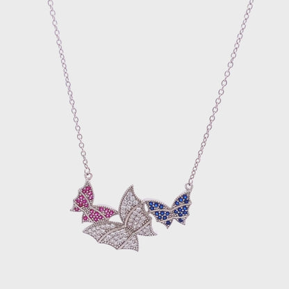 92.5 Sterling Silver Trio Butterfly Necklace