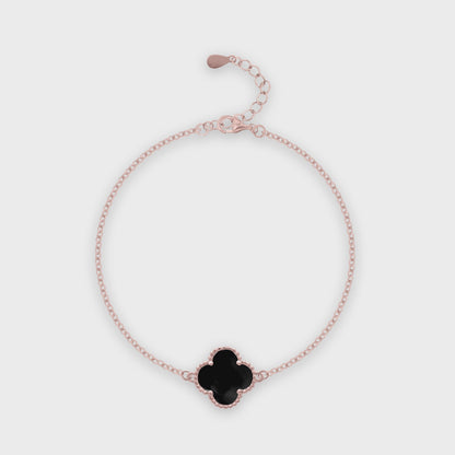 92.5 Sterling Silver Solo Black Clover Bracelet