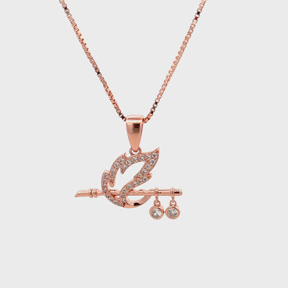 92.5 Sterling Silver Krishna's Flute Pendant with Chain in Rose Gold