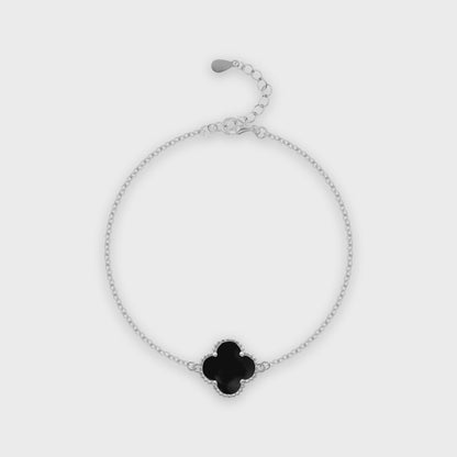 92.5 Sterling Silver Solo Black Clover Bracelet