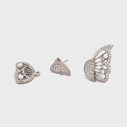 92.5 Sterling Silver 2 in 1 Silver Butterfly Earrings