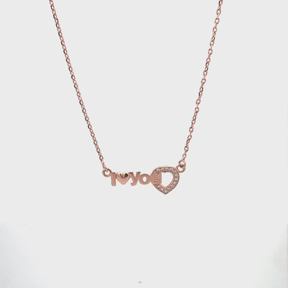 92.5 Sterling Silver Te Amo Necklace in Rose Gold