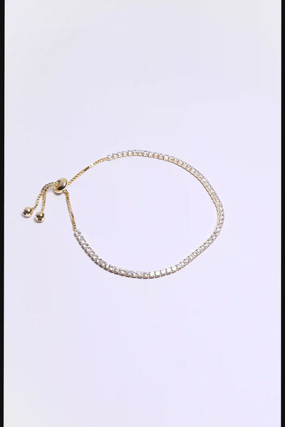 92.5 Sterling Silver Sleek Tennis Bracelet in Gold