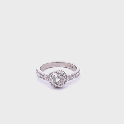 92.5 Sterling Silver Studded Knot Ring