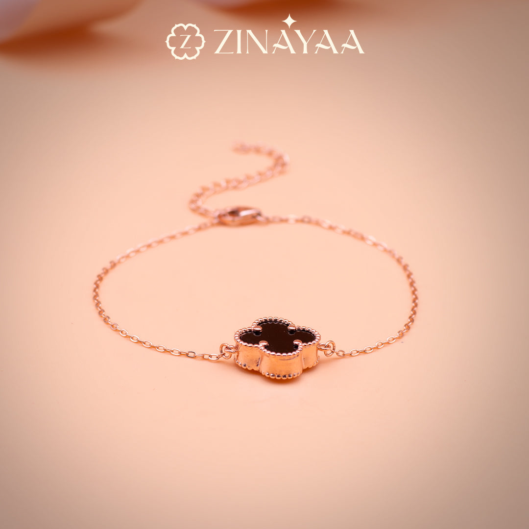 92.5 Sterling Silver Solo Black Clover Bracelet