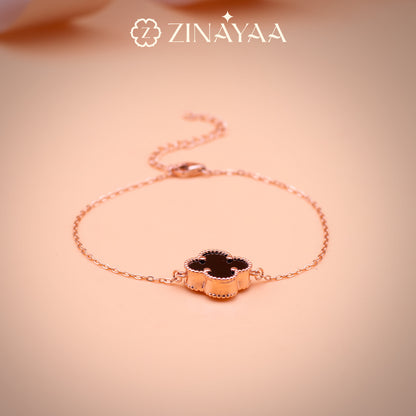 92.5 Sterling Silver Solo Black Clover Bracelet