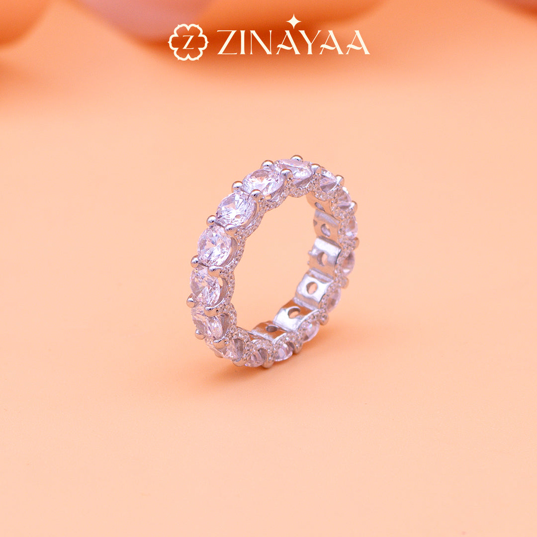 92.5 Sterling Silver Classic Tennis Ring