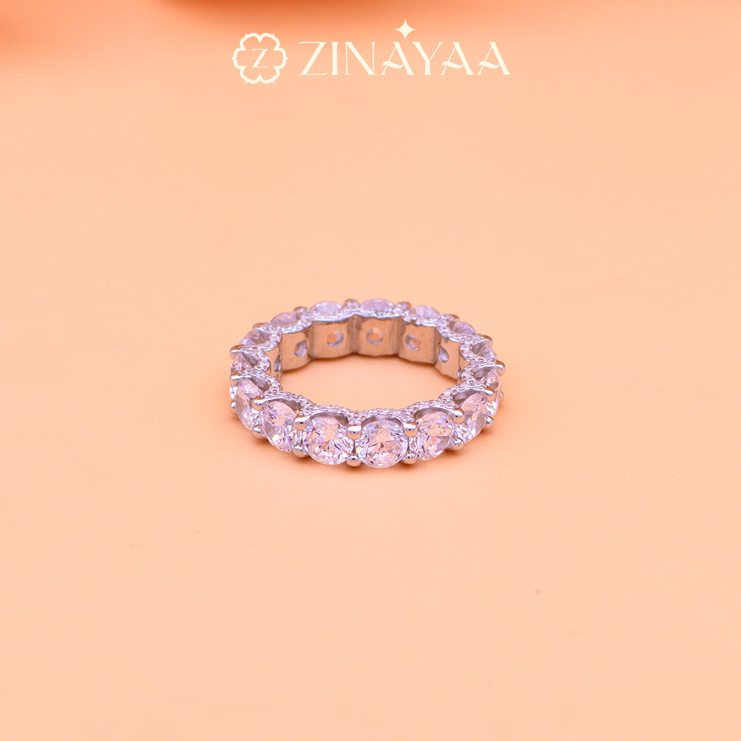 92.5 Sterling Silver Classic Tennis Ring